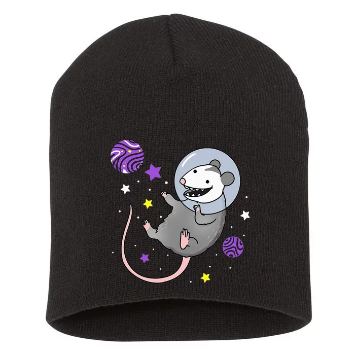 N.O.N.B.I.N.A.R.Y Pride Opossum In Space Short Acrylic Beanie