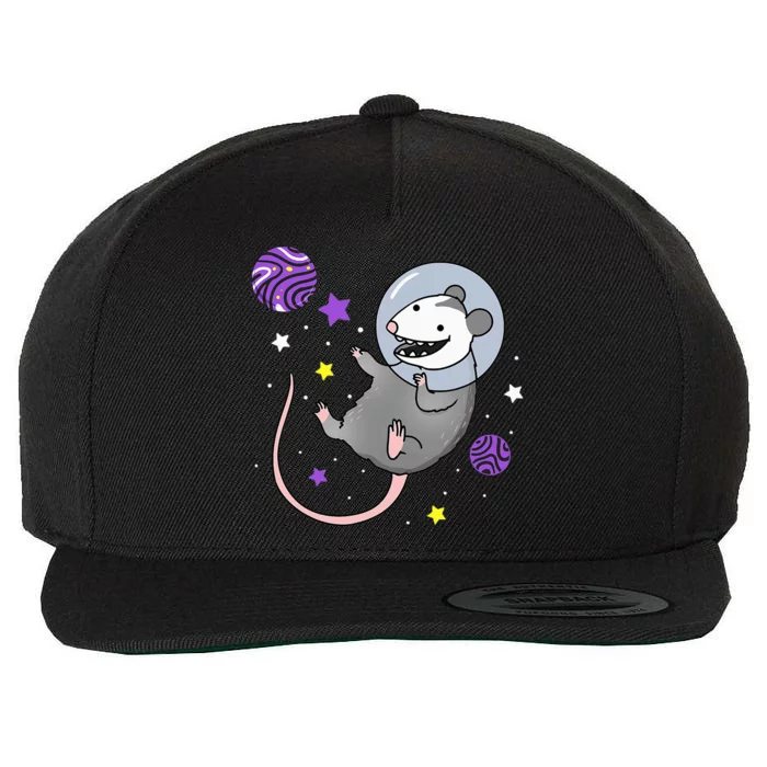 N.O.N.B.I.N.A.R.Y Pride Opossum In Space Wool Snapback Cap