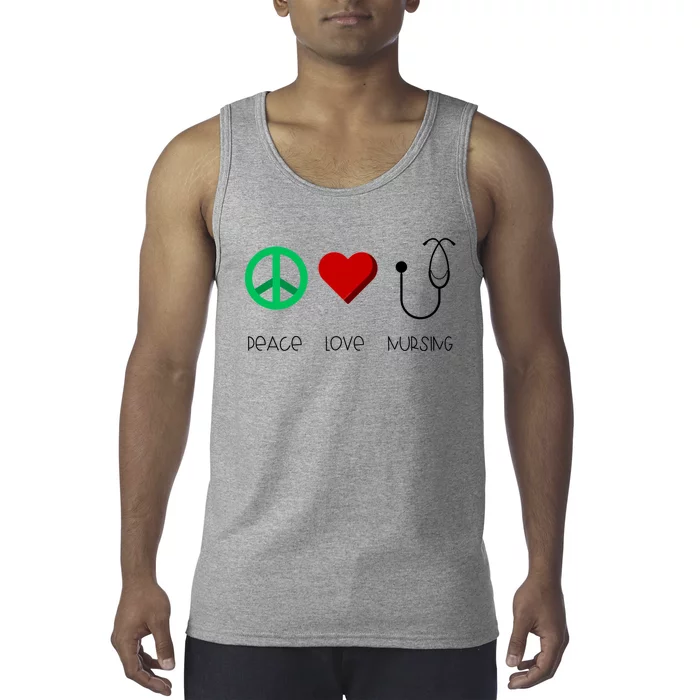 Nurse Practitioner Peace Love Nursing Stethoscope Gift Tank Top