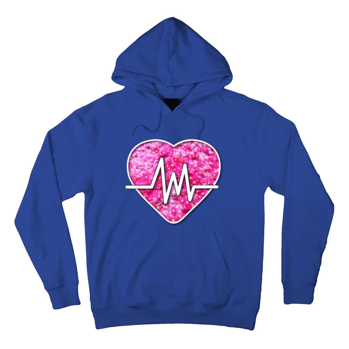 Nurses Pretty Pink Flowers Pulse Heart Gift Hoodie