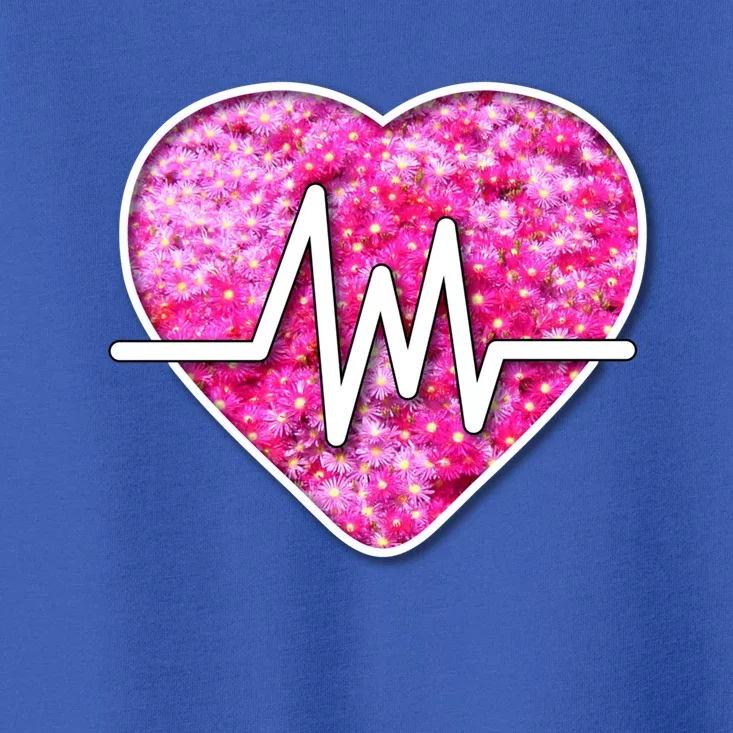 Nurses Pretty Pink Flowers Pulse Heart Gift Toddler T-Shirt