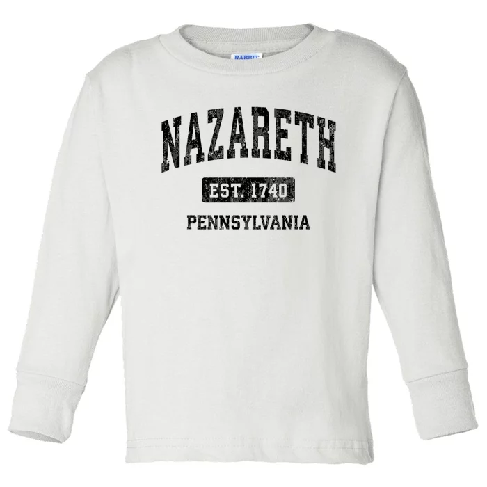 Nazareth Pennsylvania Pa Vintage Established Athletic Sports Design Toddler Long Sleeve Shirt