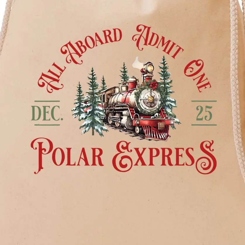 North Pole P.O.L.A.R E.X.P.R.Es..S All Abroad Family Matching Drawstring Bag