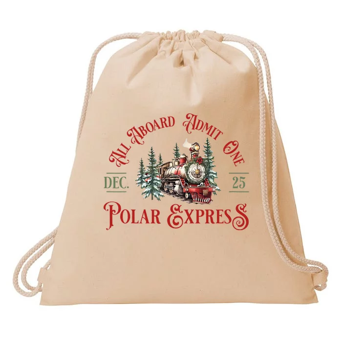 North Pole P.O.L.A.R E.X.P.R.Es..S All Abroad Family Matching Drawstring Bag