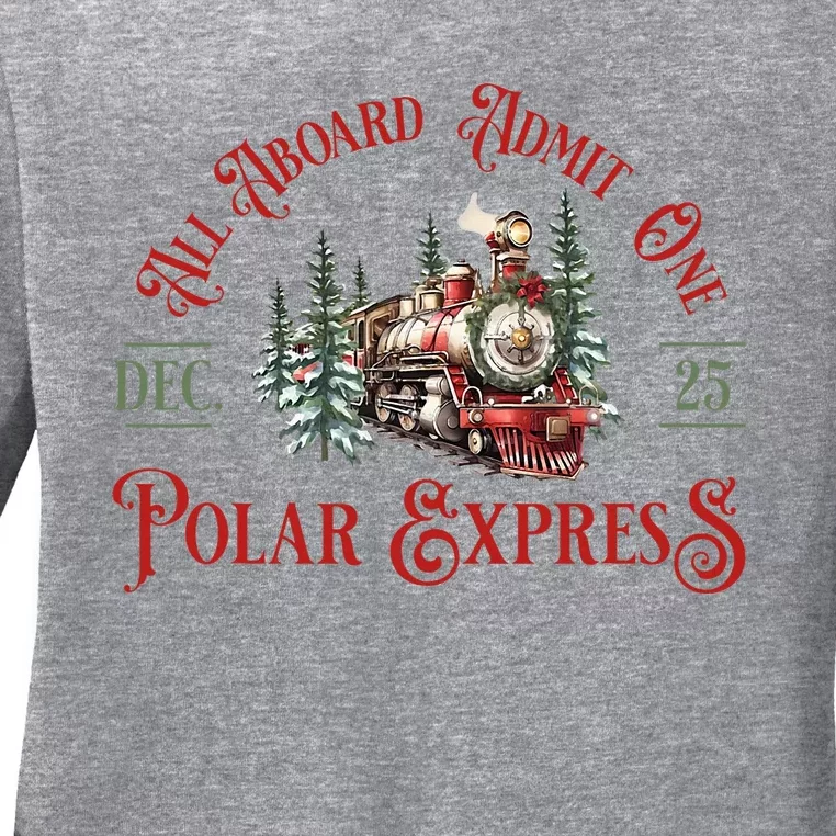 North Pole P.O.L.A.R E.X.P.R.Es..S All Abroad Family Matching Ladies Long Sleeve Shirt