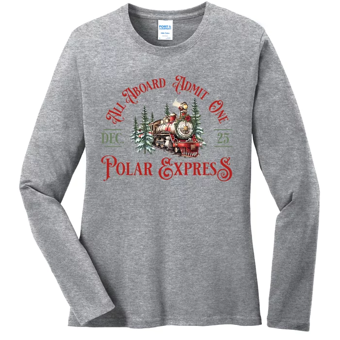 North Pole P.O.L.A.R E.X.P.R.Es..S All Abroad Family Matching Ladies Long Sleeve Shirt