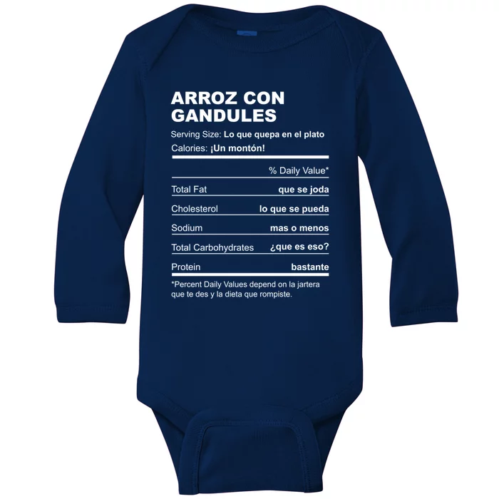 Navidades Puerto Rico Receta Arroz Con Gandules Boricua Gift Baby Long Sleeve Bodysuit