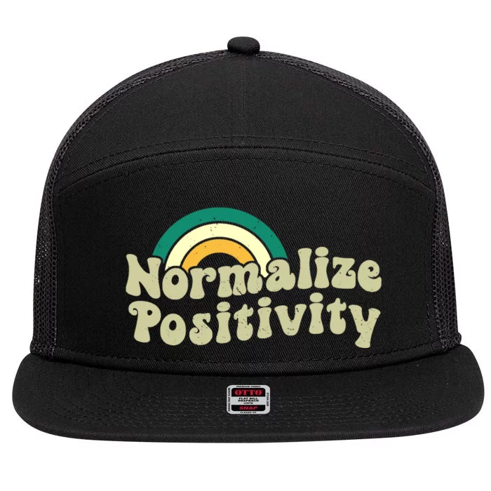 Normalize Positivity Rainbow Funny Vintage 7 Panel Mesh Trucker Snapback Hat