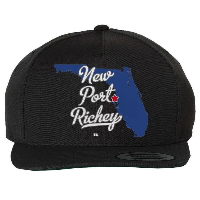 New Port Richey Florida FL Map Wool Snapback Cap