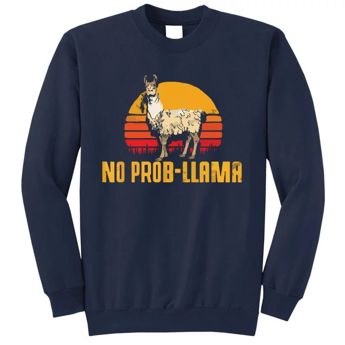 NO PROBLLAMA Retro Funny Llama Alpaca Graphic Tall Sweatshirt