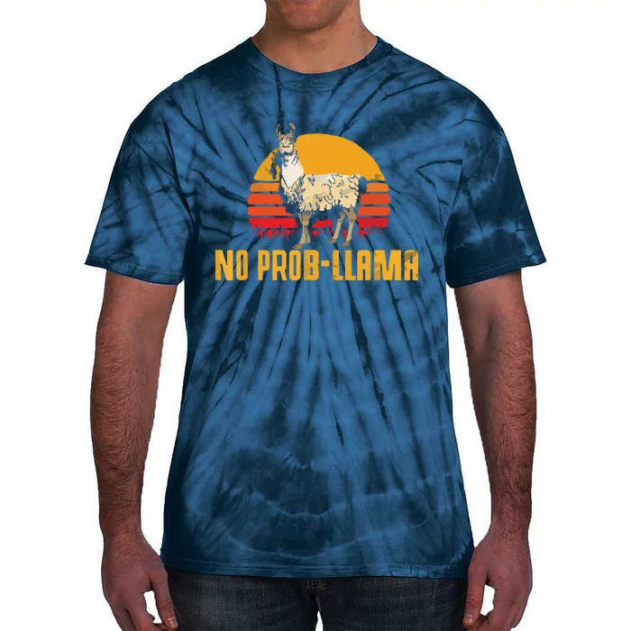 NO PROBLLAMA Retro Funny Llama Alpaca Graphic Tie-Dye T-Shirt