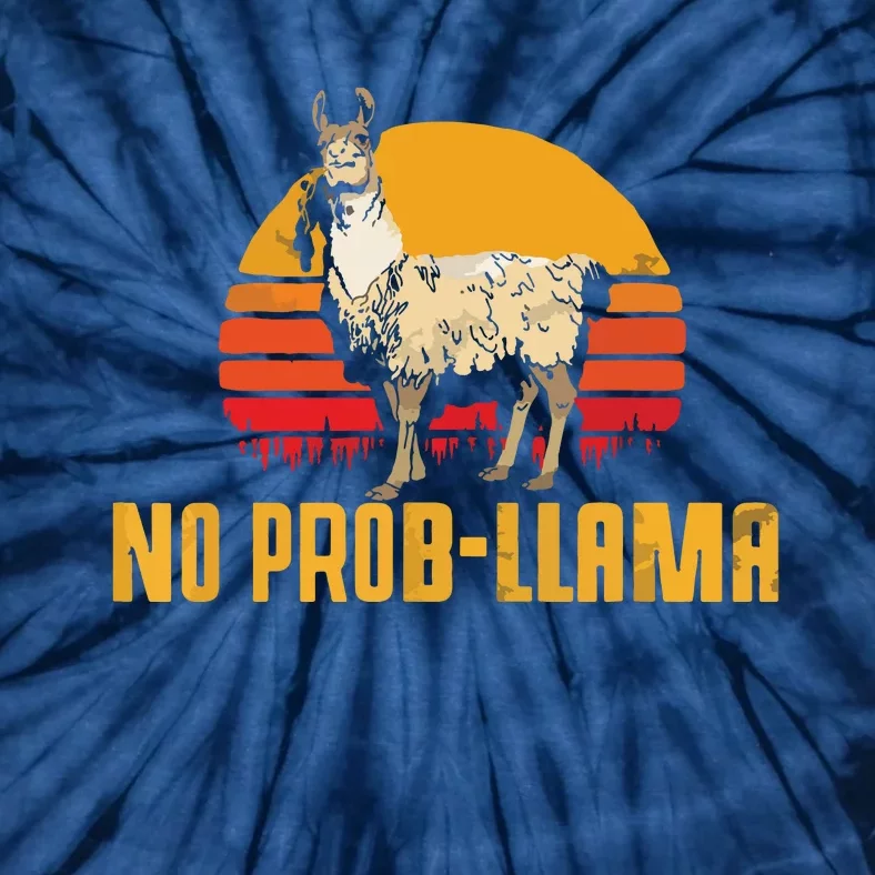 NO PROBLLAMA Retro Funny Llama Alpaca Graphic Tie-Dye T-Shirt