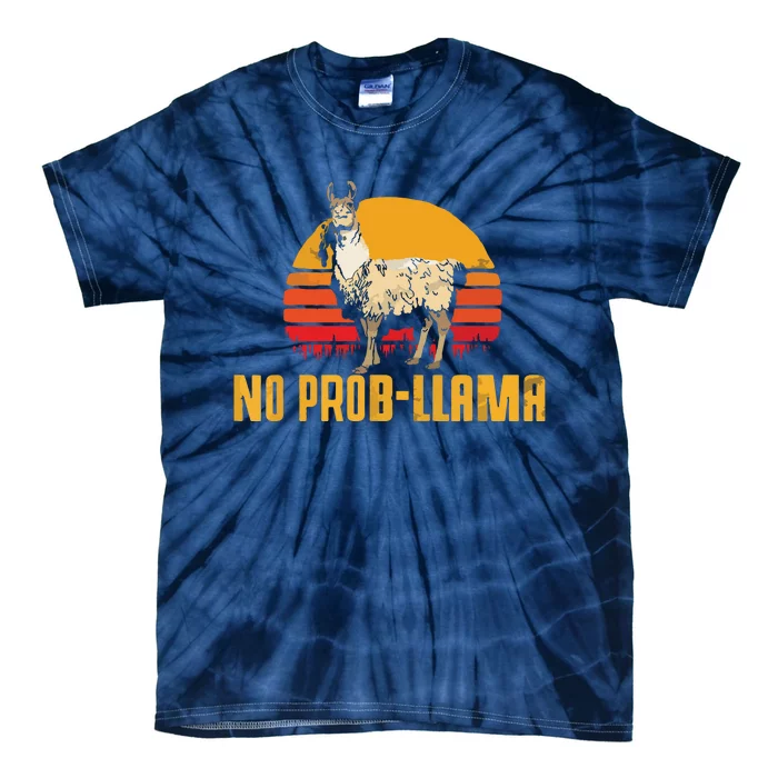 NO PROBLLAMA Retro Funny Llama Alpaca Graphic Tie-Dye T-Shirt