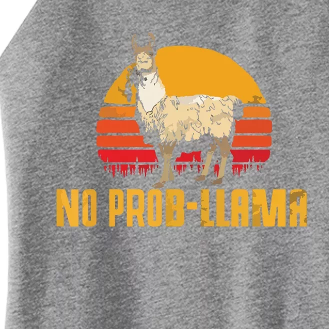 NO PROBLLAMA Retro Funny Llama Alpaca Graphic Women’s Perfect Tri Rocker Tank