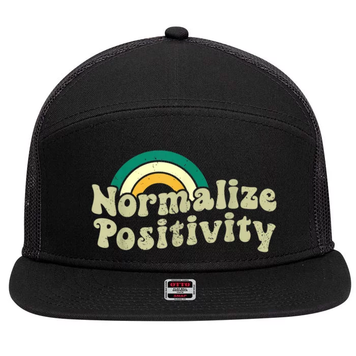 Normalize Positivity Rainbow Funny Vintage 7 Panel Mesh Trucker Snapback Hat