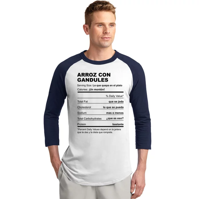 Navidades Puerto Rico Receta Arroz Con Gandules Boricua Gift Baseball Sleeve Shirt