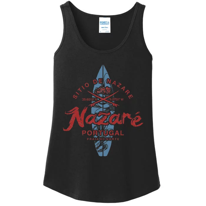 Nazare Portugal Surfing Vintage Ladies Essential Tank