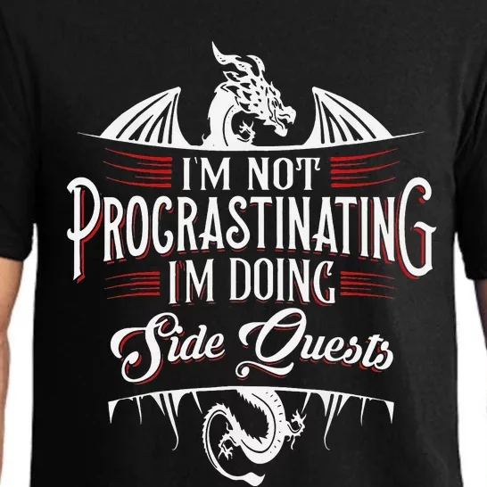 Not Procrastinating Side Quests Funny RPG Gamer Dragons Pajama Set