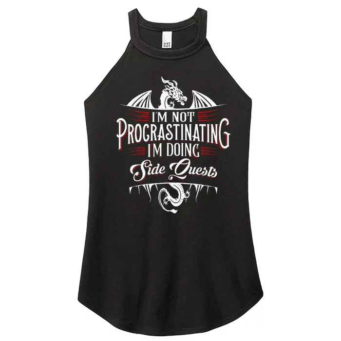 Not Procrastinating Side Quests Funny RPG Gamer Dragons Women’s Perfect Tri Rocker Tank