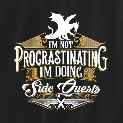Not Procrastinating Side Quests Funny RPG Gamer Dragons TShirt Kids Sweatshirt