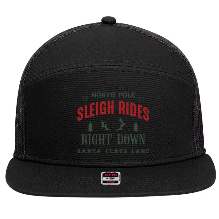 North Pole Sleigh Rides 7 Panel Mesh Trucker Snapback Hat