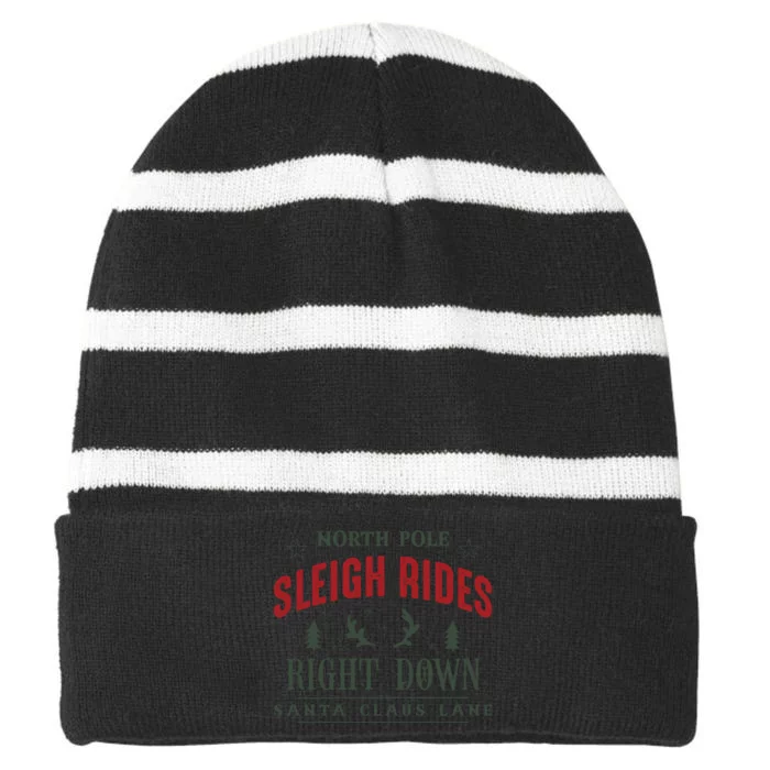 North Pole Sleigh Rides Striped Beanie with Solid Band