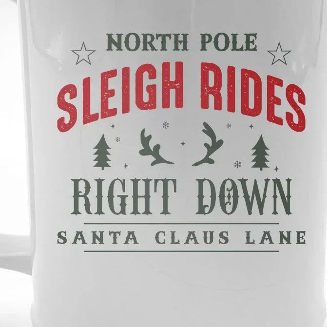 North Pole Sleigh Rides Front & Back Beer Stein