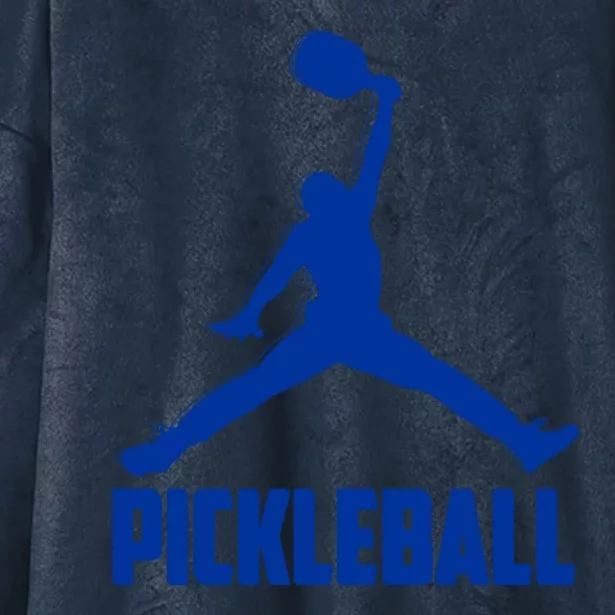 NavyBlue Pickleball Sports Logo Hooded Wearable Blanket