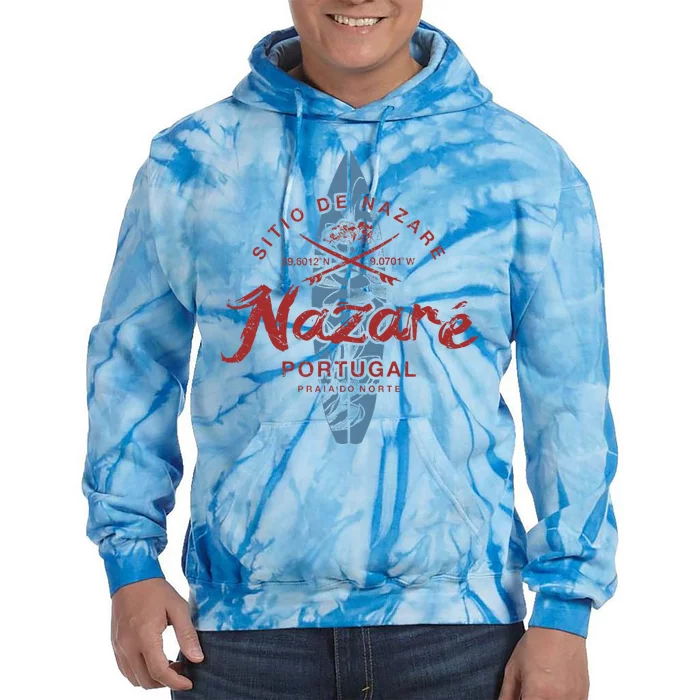 Nazare Portugal Surfing Vintage Tie Dye Hoodie