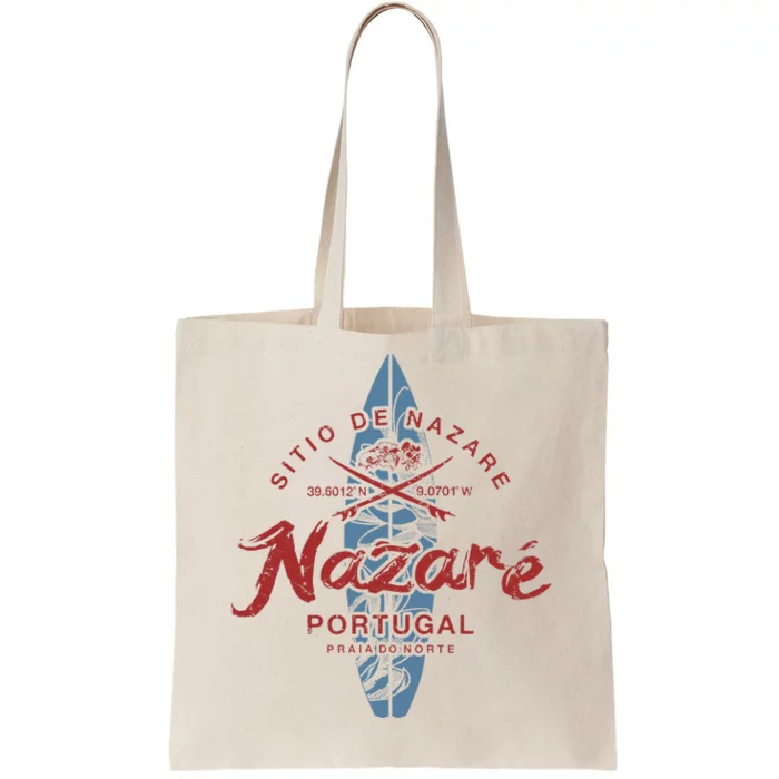 Nazare Portugal Surfing Vintage Tote Bag