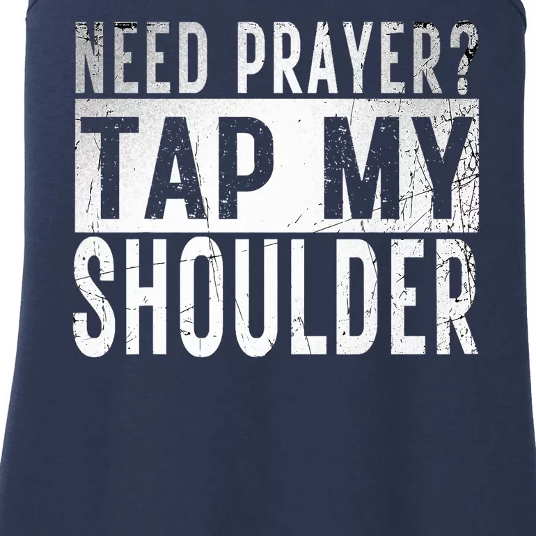 Need Prayer Tap My Shoulder Front Spiritual Church Cristian Ladies Essential Tank