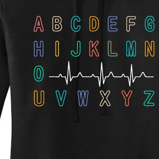 Nurse Pqrst Test AbcS Ekg Strip Alphabet Funny Nurses Jokes Women's Pullover Hoodie