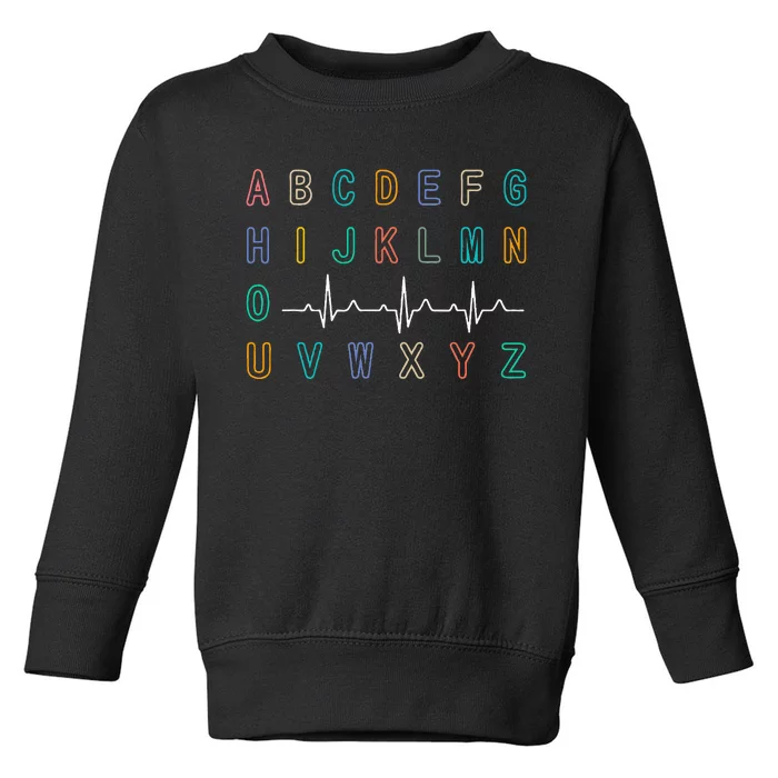 Nurse Pqrst Test AbcS Ekg Strip Alphabet Funny Nurses Jokes Toddler Sweatshirt