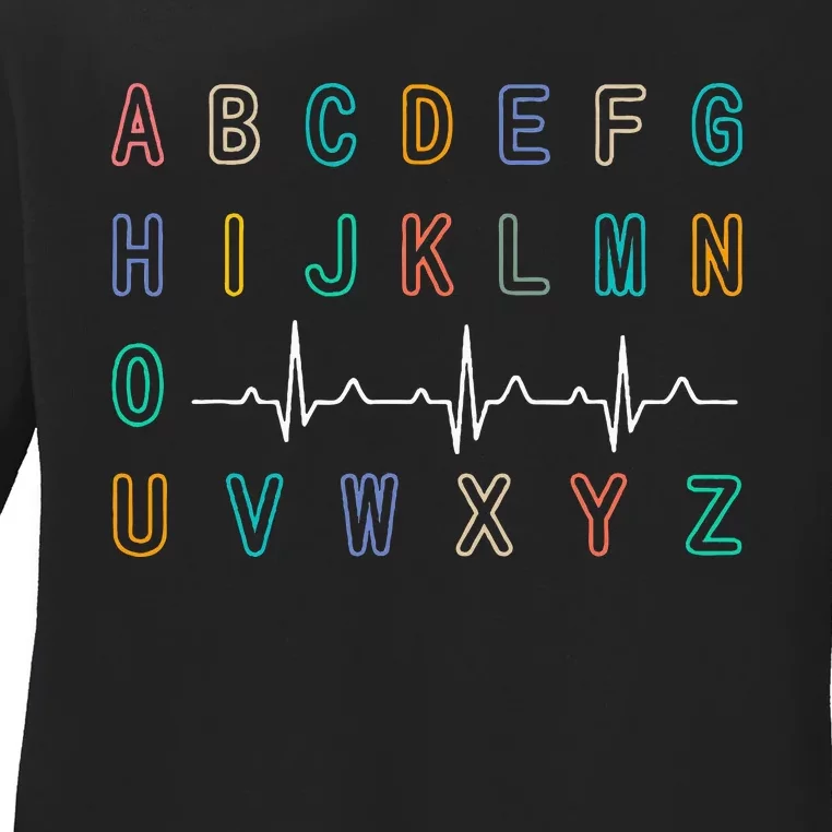 Nurse Pqrst Test AbcS Ekg Strip Alphabet Funny Nurses Jokes Ladies Long Sleeve Shirt