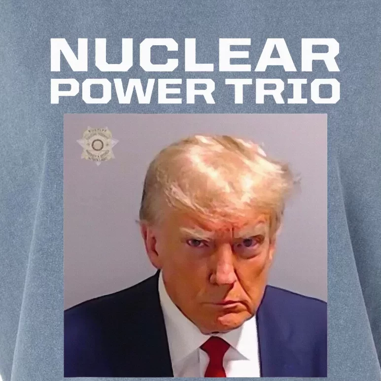 Nuclear Power Trio Criminally Great Riffs Trump Mug Shot Garment-Dyed Women's Muscle Tee