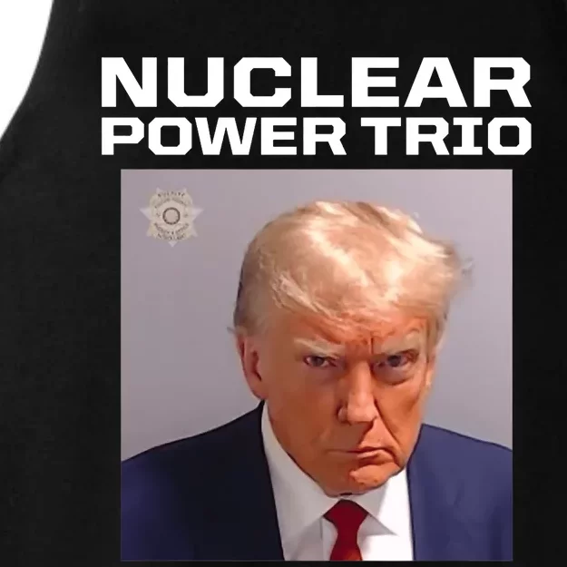 Nuclear Power Trio Criminally Great Riffs Trump Mug Shot Ladies Tri-Blend Wicking Tank