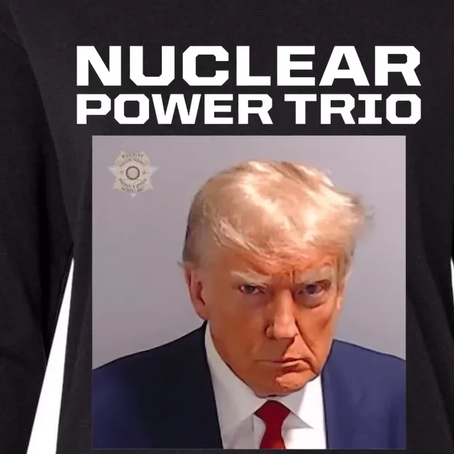 Nuclear Power Trio Criminally Great Riffs Trump Mug Shot Womens Cotton Relaxed Long Sleeve T-Shirt