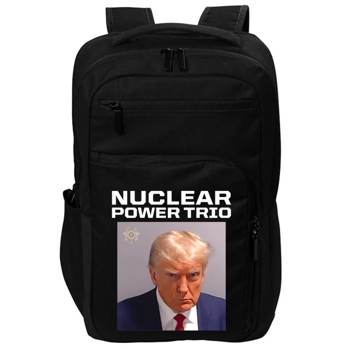 Nuclear Power Trio Criminally Great Riffs Trump Mug Shot Impact Tech Backpack