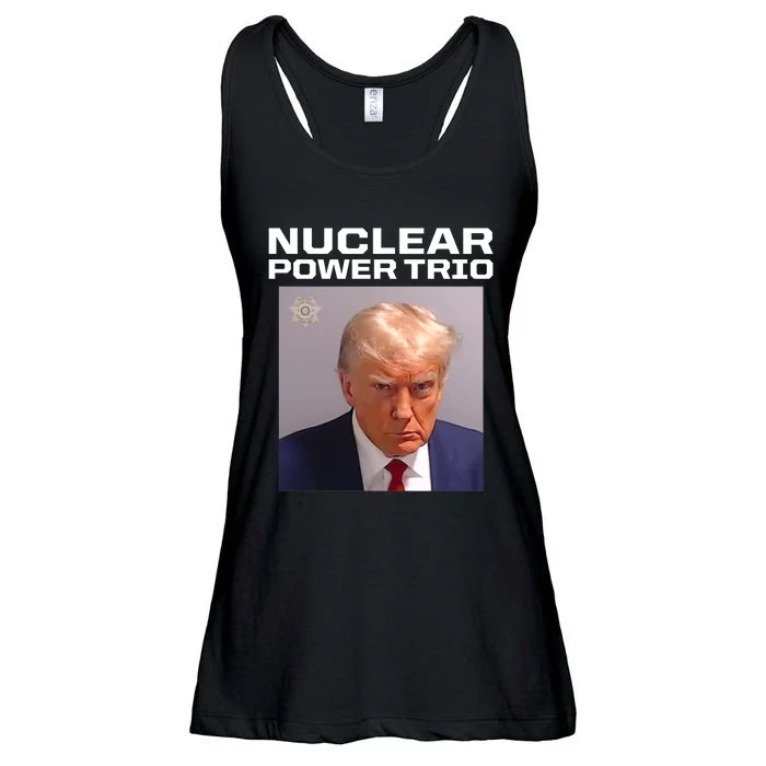 Nuclear Power Trio Criminally Great Riffs Trump Mug Shot Ladies Essential Flowy Tank