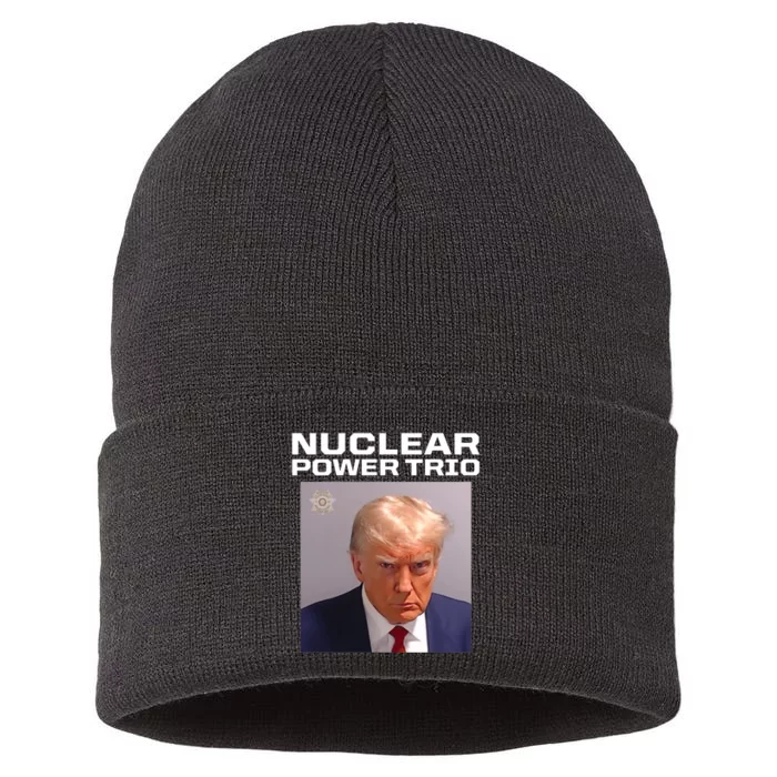 Nuclear Power Trio Criminally Great Riffs Trump Mug Shot Sustainable Knit Beanie