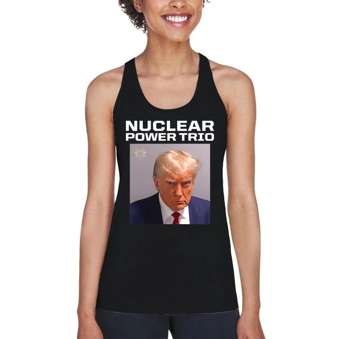 Nuclear Power Trio Criminally Great Riffs Trump Mug Shot Women's Racerback Tank