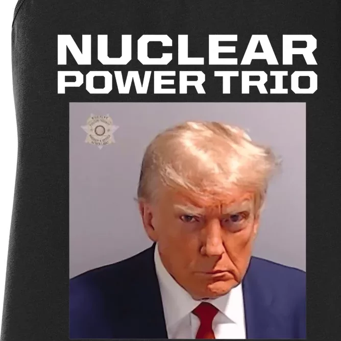 Nuclear Power Trio Criminally Great Riffs Trump Mug Shot Women's Racerback Tank