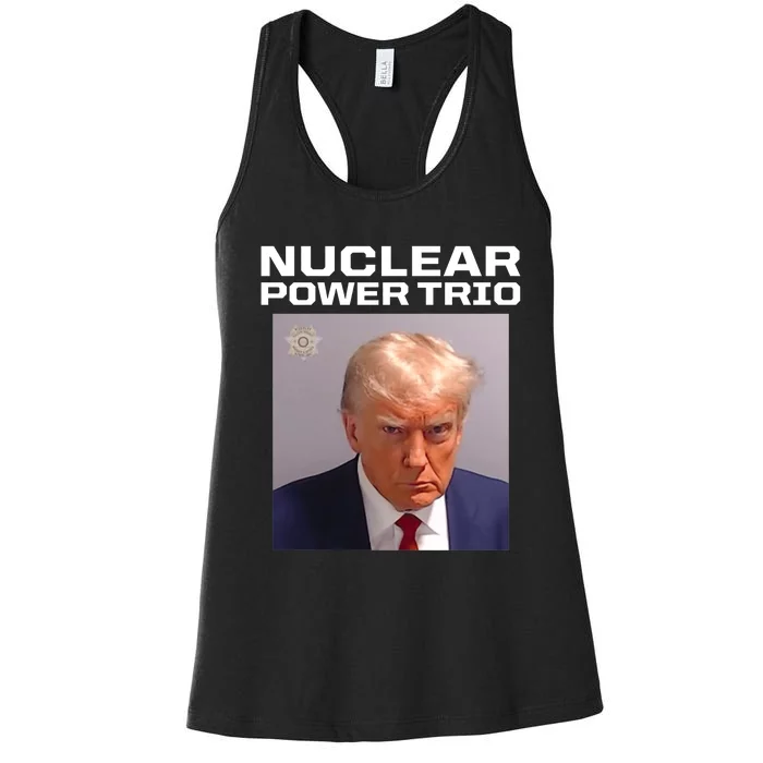 Nuclear Power Trio Criminally Great Riffs Trump Mug Shot Women's Racerback Tank