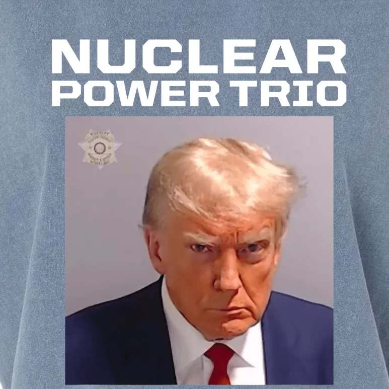 Nuclear Power Trio Criminally Great Riffs Trump Mug Shot Garment-Dyed Women's Muscle Tee