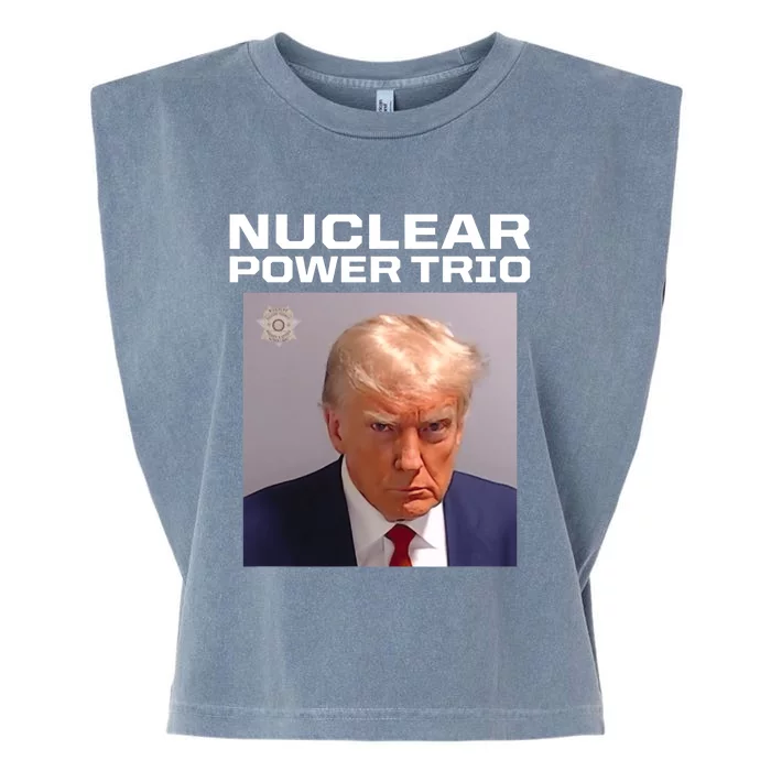 Nuclear Power Trio Criminally Great Riffs Trump Mug Shot Garment-Dyed Women's Muscle Tee