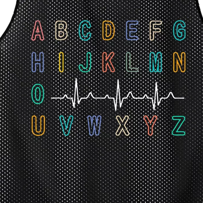 Nurse PQRST Test ABC's Ekg Strip Alphabet Funny Nurses Jokes Mesh Reversible Basketball Jersey Tank