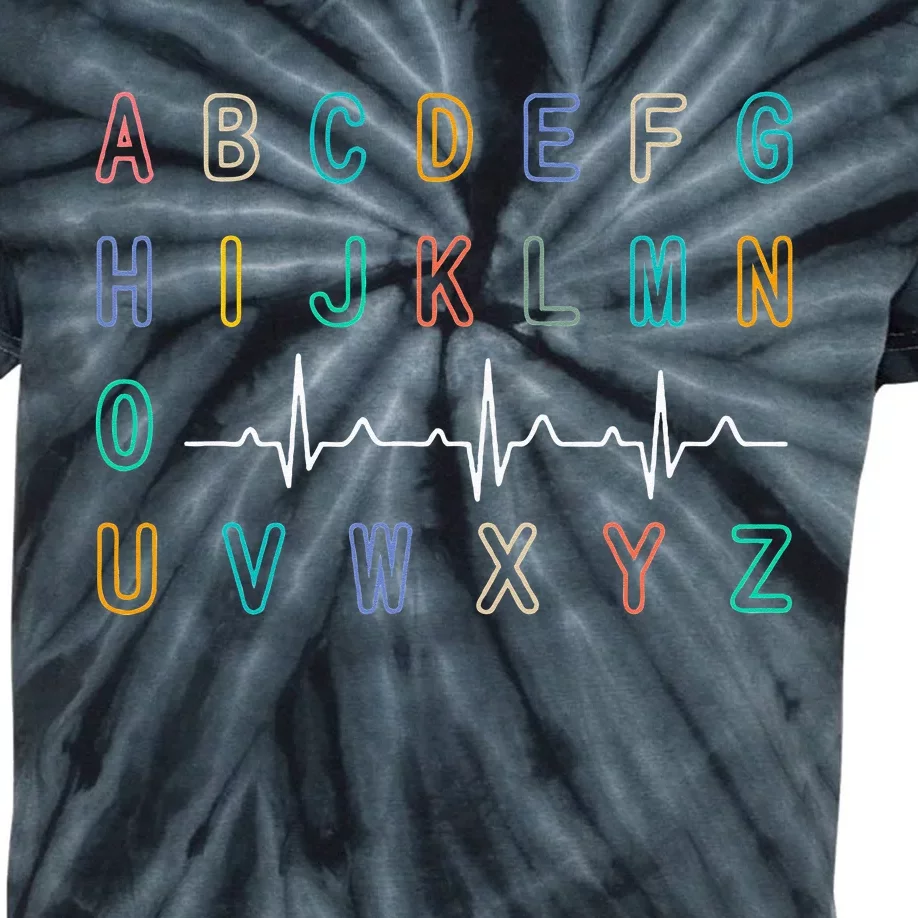 Nurse PQRST Test ABC's Ekg Strip Alphabet Funny Nurses Jokes Kids Tie-Dye T-Shirt