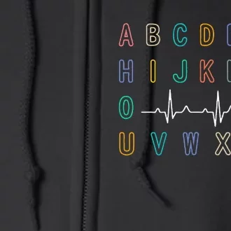 Nurse PQRST Test ABC's Ekg Strip Alphabet Funny Nurses Jokes Full Zip Hoodie