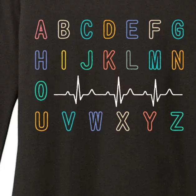 Nurse PQRST Test ABCs Ekg Strip Alphabet Funny Nurses Jokes Womens CVC Long Sleeve Shirt