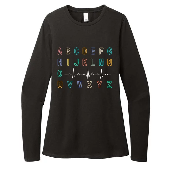 Nurse PQRST Test ABCs Ekg Strip Alphabet Funny Nurses Jokes Womens CVC Long Sleeve Shirt